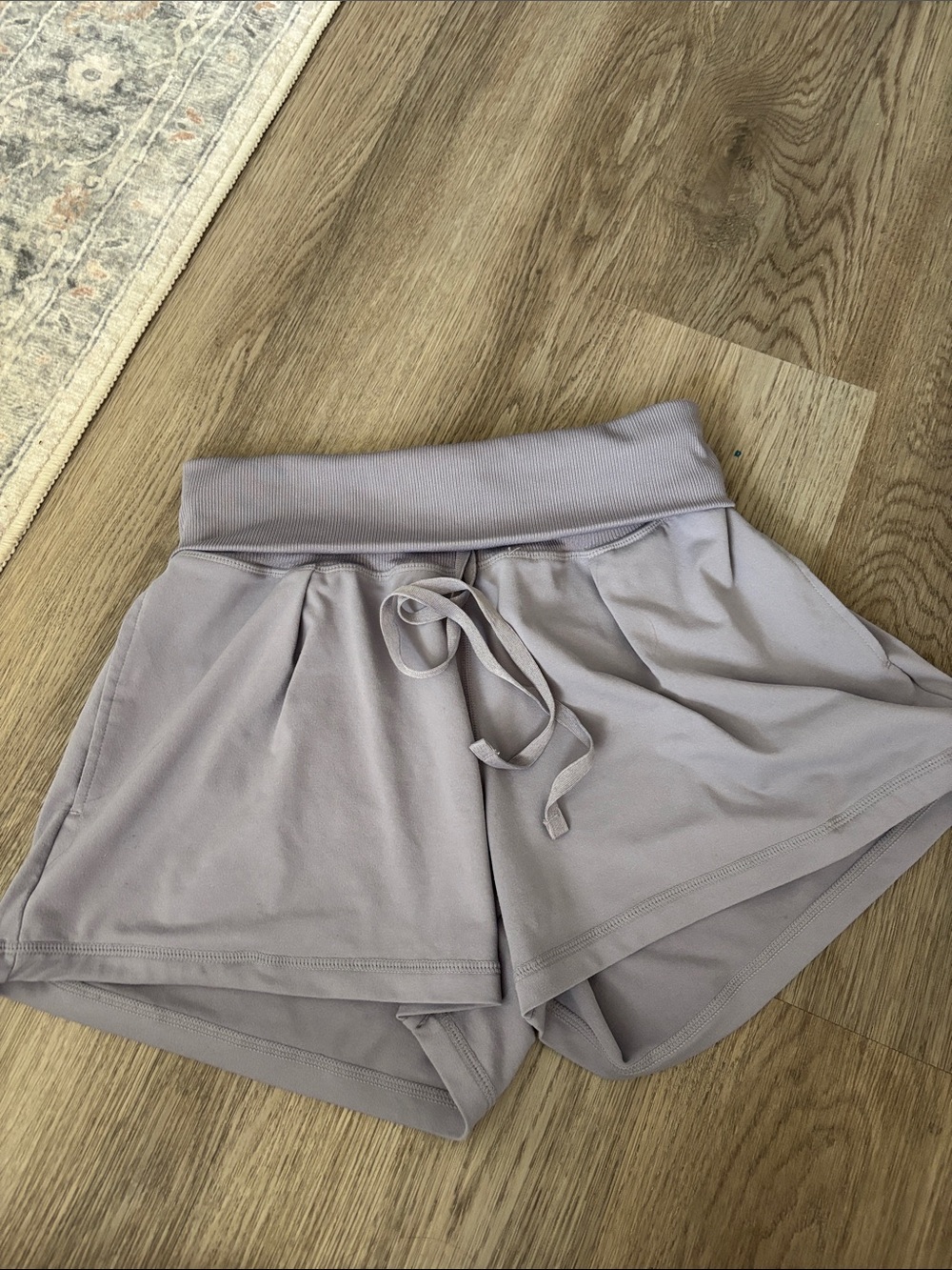 Fabletics Lavender Drawstring High-Rise Athletic Shorts